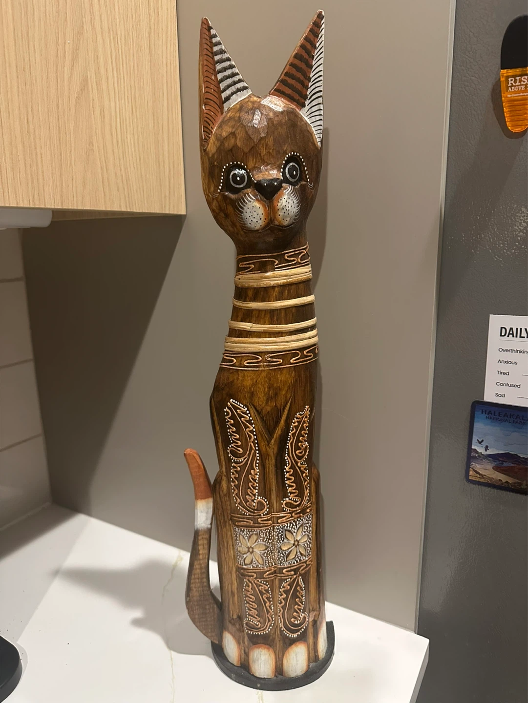 Wooden Cat Figurine
