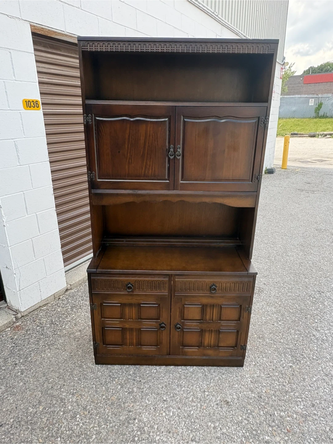 Free delivery used Dark Wood Hutch with Cabinet Storage