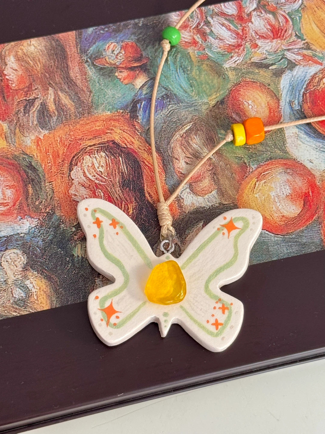 100% handmade clay necklace