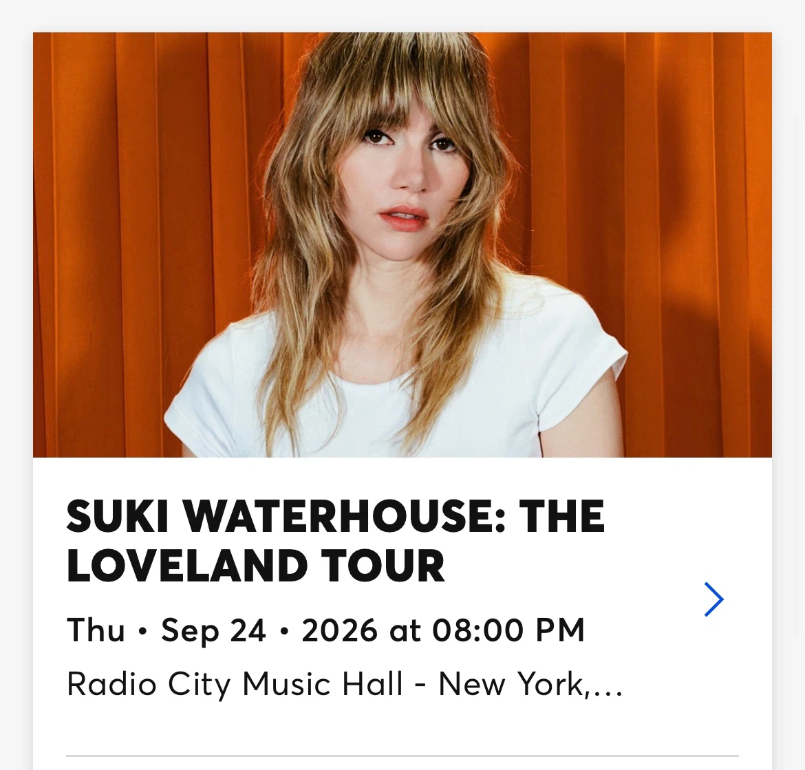 Suki Waterhouse Loveland tour ticket