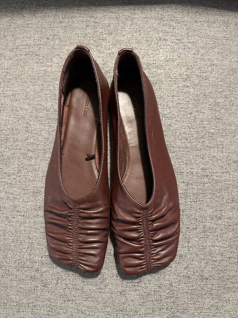 Massimo Dutti Brown Ruched Ballet Flats