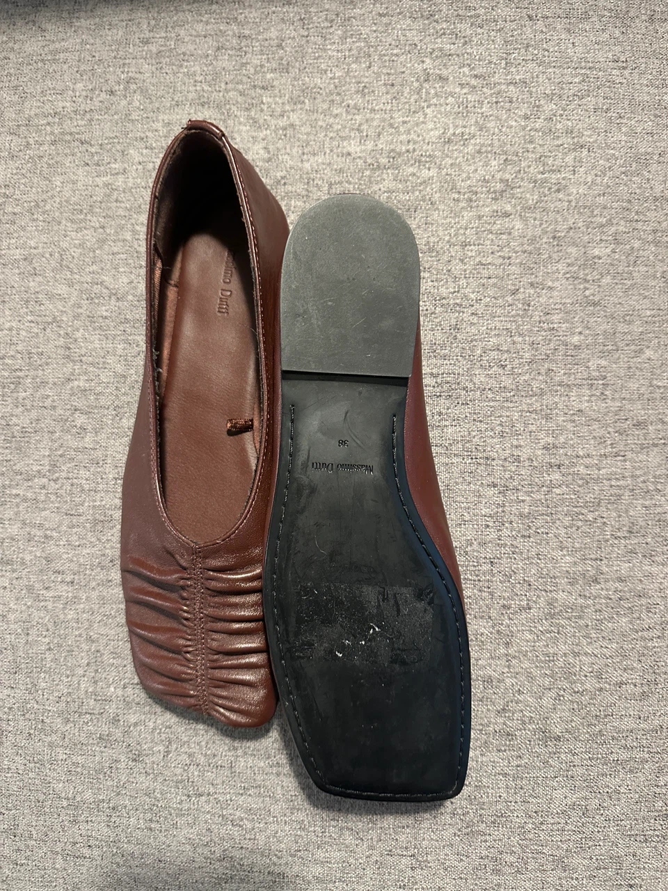 Massimo Dutti Brown Ruched Ballet Flats - photo 2