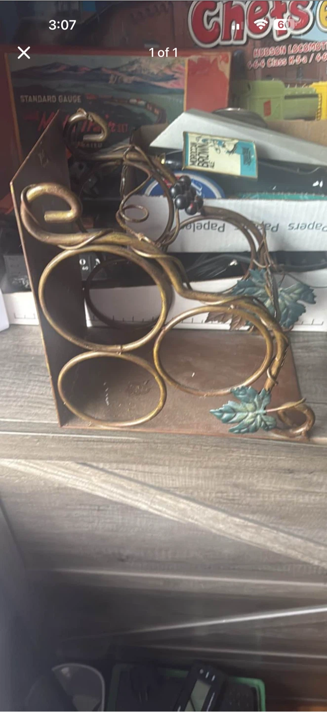 Decorative Metal Wine Rack with Grape Accents