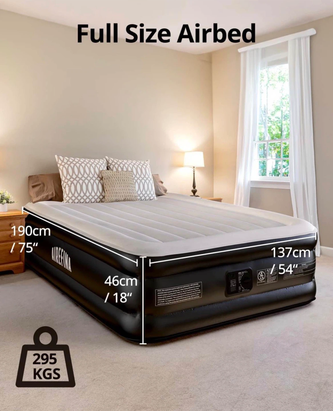 Airefina Full Size Air Mattress with Built-in Pump - photo 3
