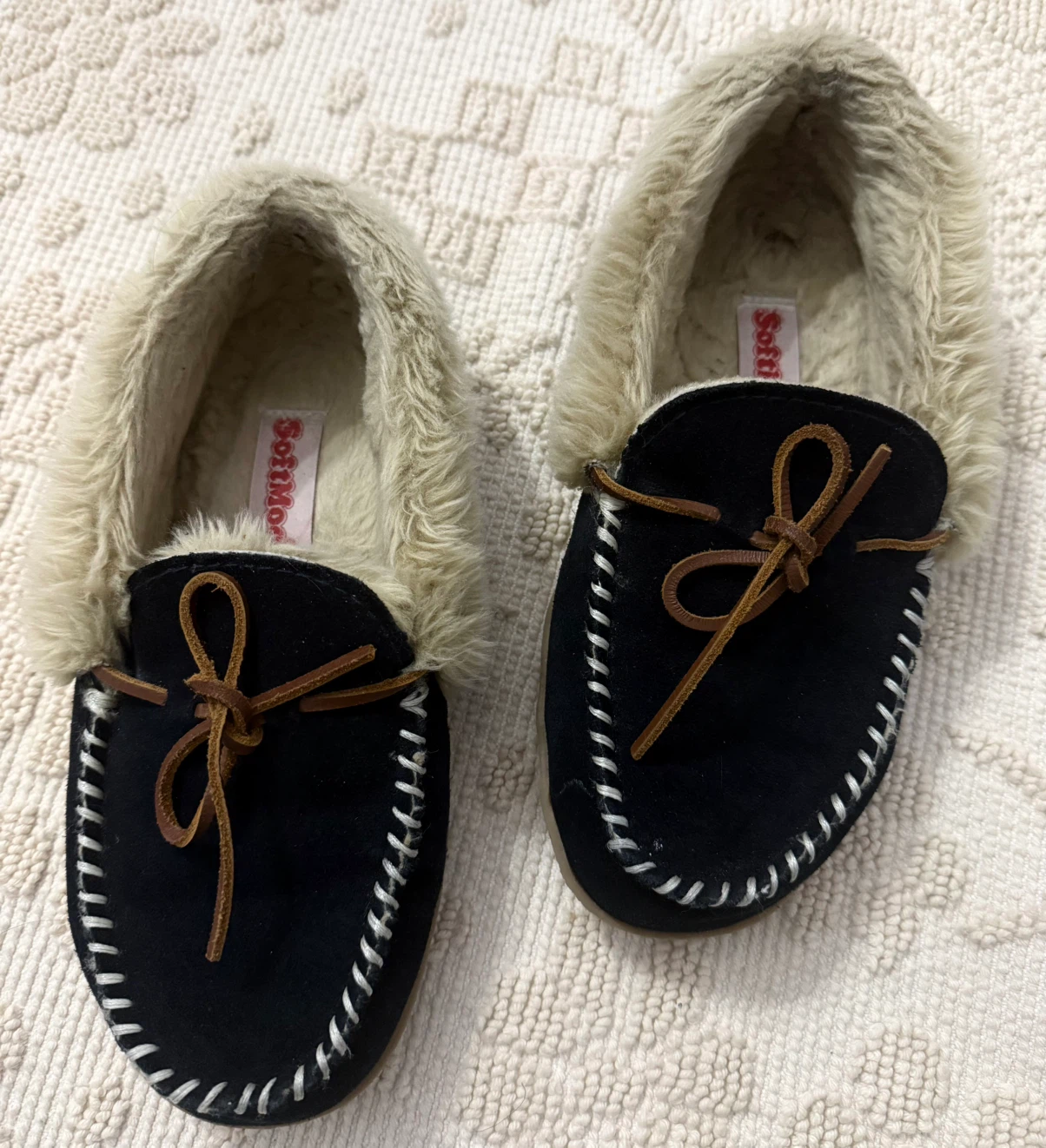 SoftMoc Black Suede Moccasins with Fur Lining - photo 2