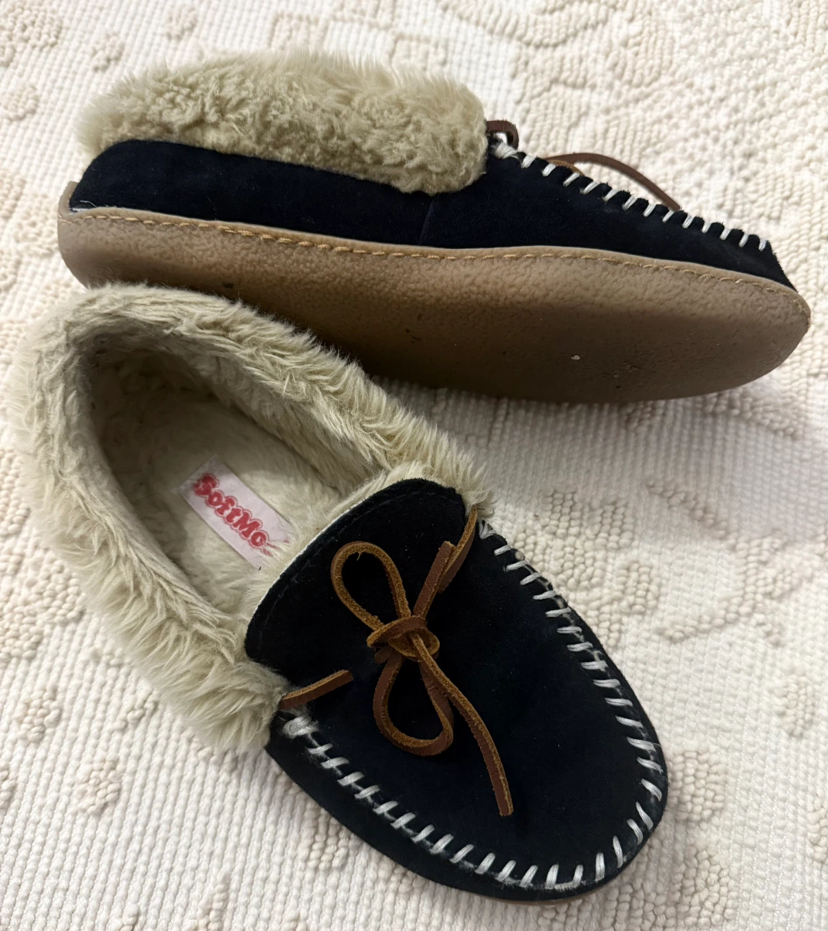 SoftMoc Black Suede Moccasins with Fur Lining - photo 3