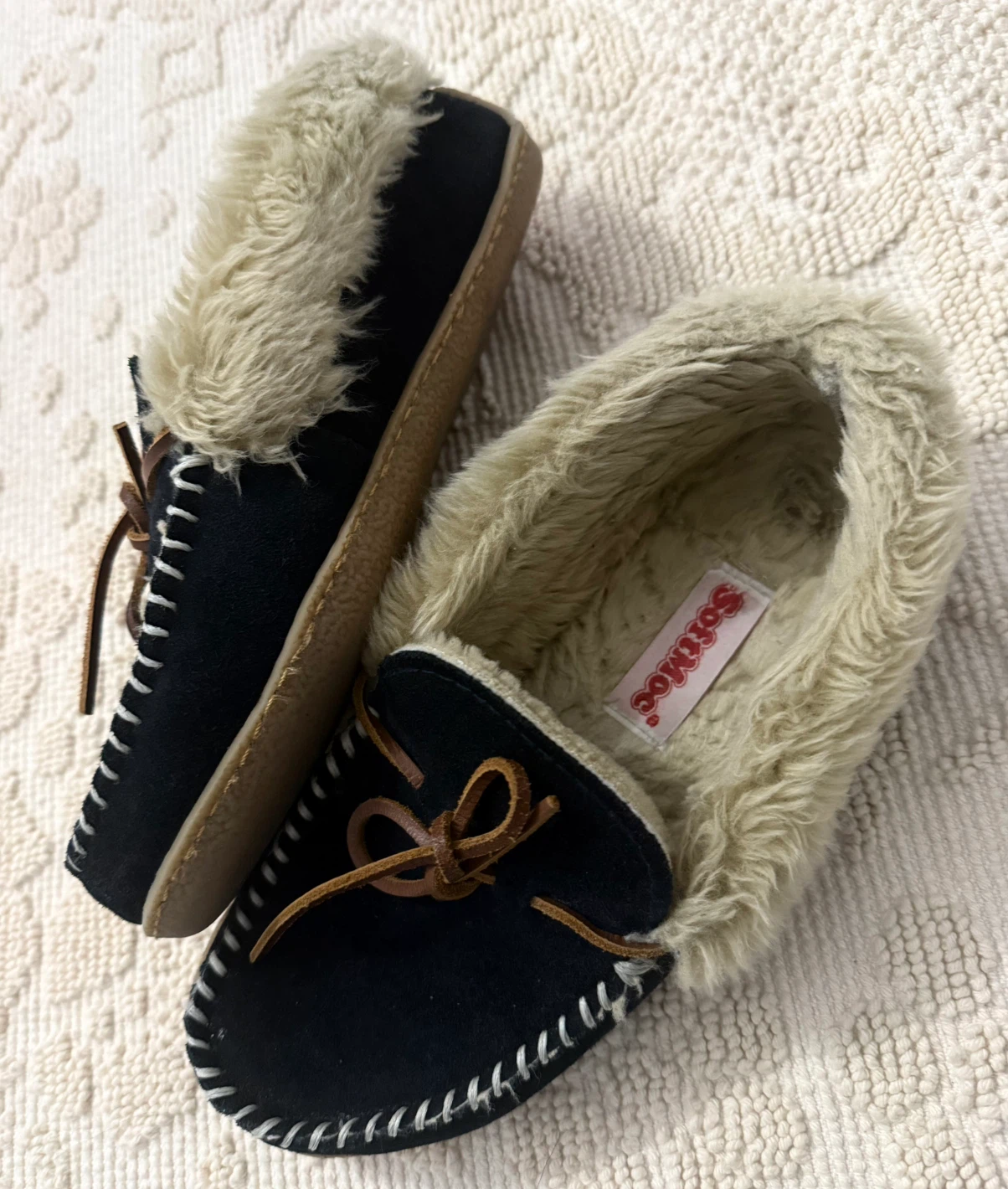 SoftMoc Black Suede Moccasins with Fur Lining - photo 4