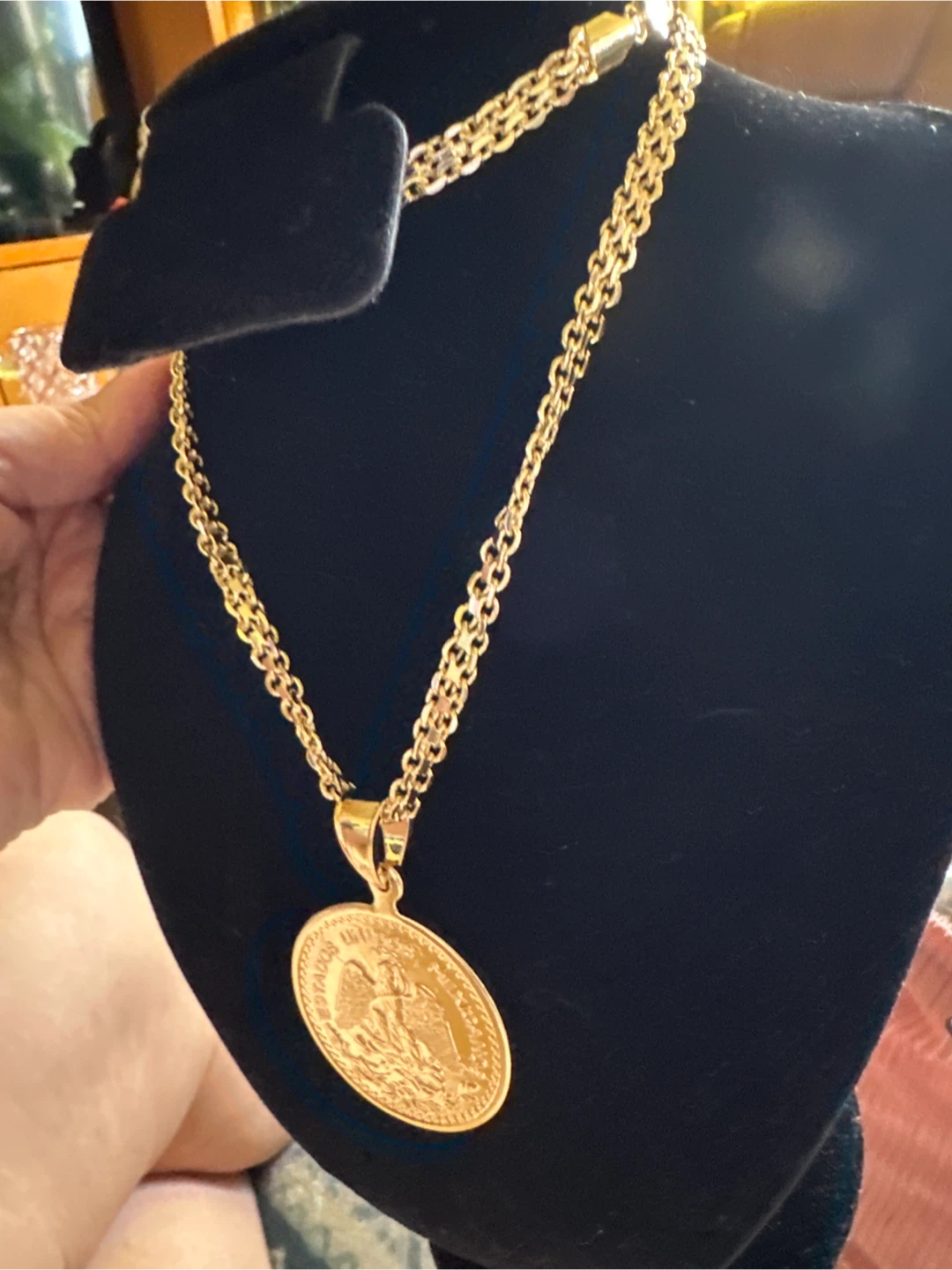 1947 Mexican 50 Pesos Gold laminated Coin Pendant