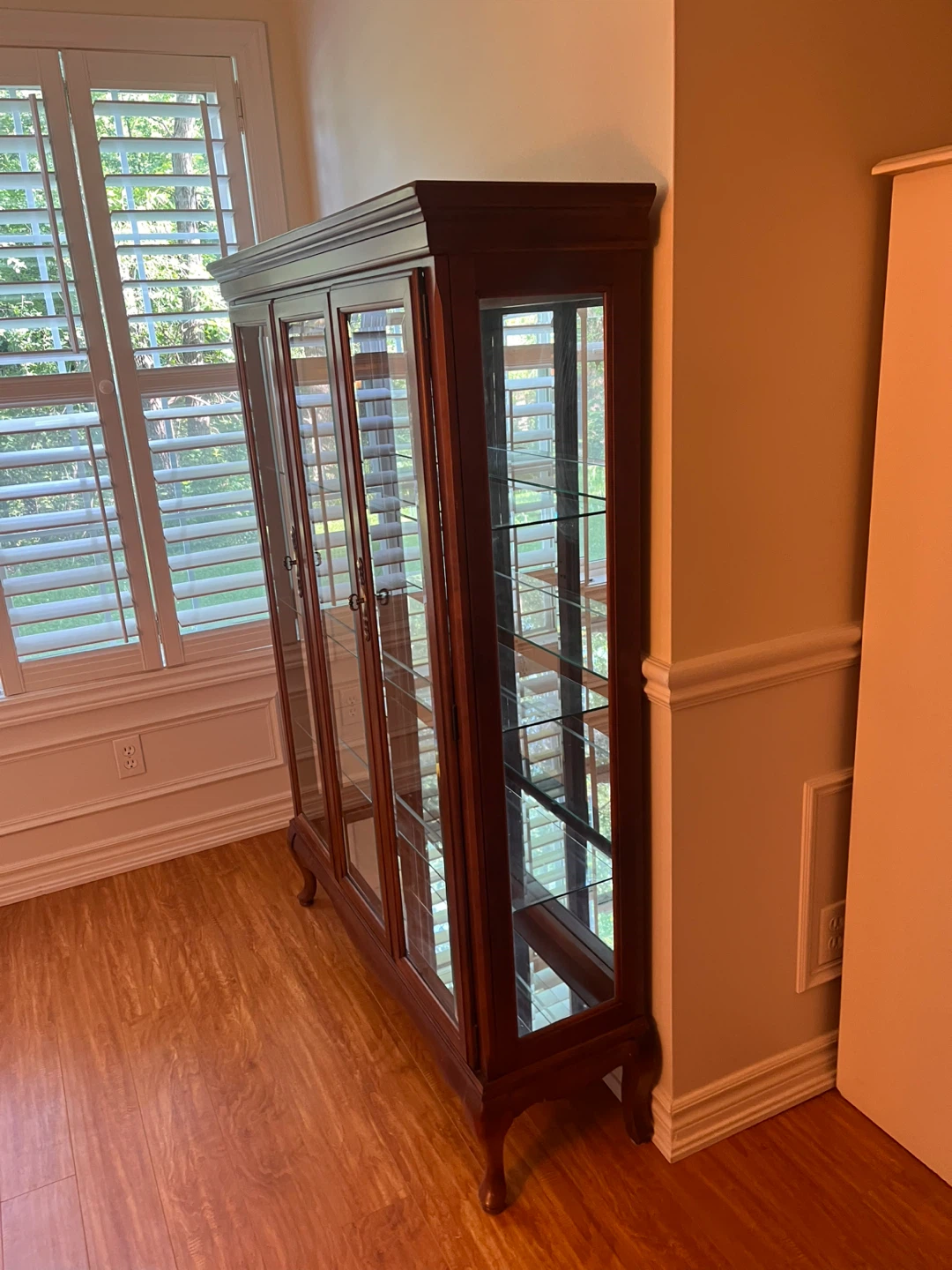 Curio Display Cabinet with Glass Doors and Shelves - photo 2