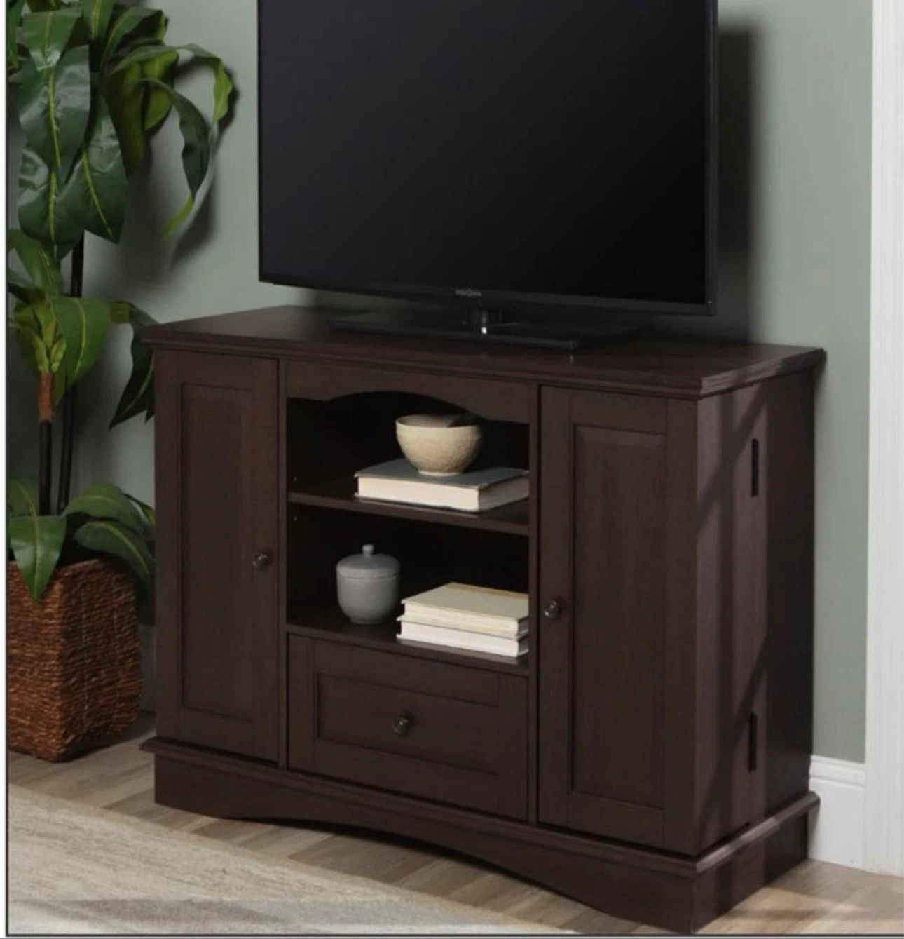 42" Highboy Wood TV Media Stand Storage Console - Espresso - photo 5
