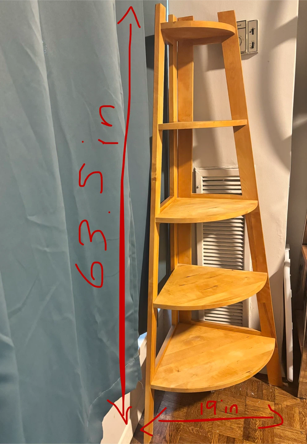 Wooden Corner Shelf Unit