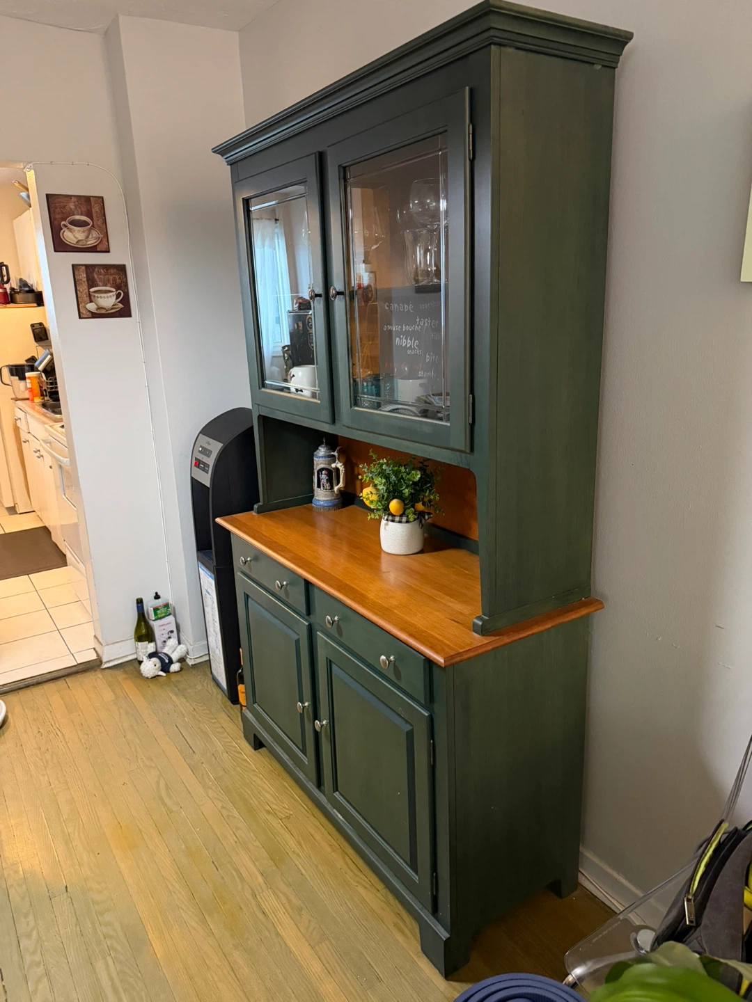 Dark Green Hutch with Wood Top - photo 4