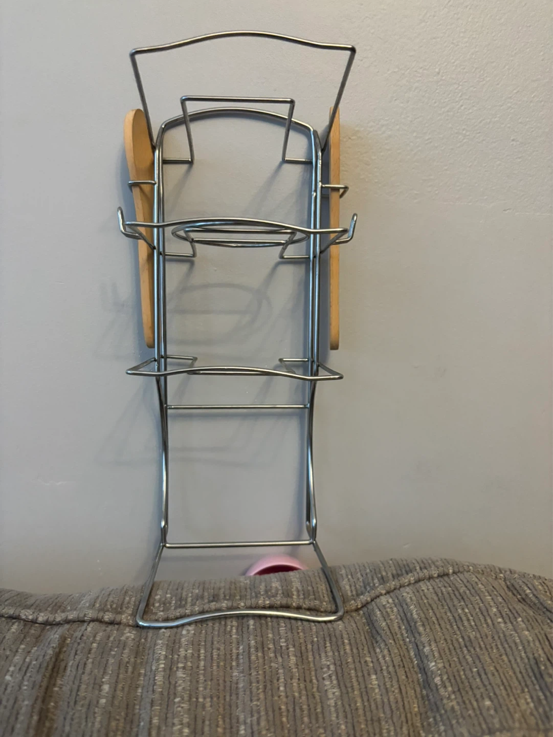 Silver Kitchen Utensil Holder with Wooden Spoons
