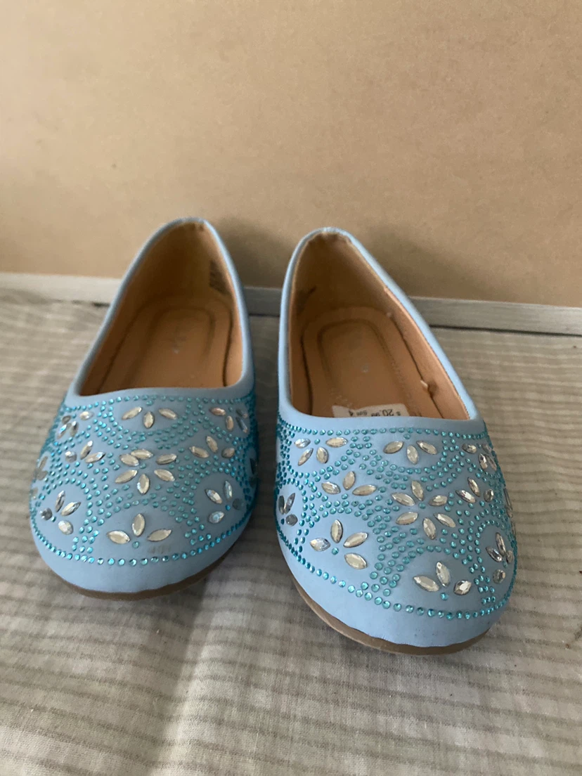 Light Blue Embellished Ballet Flats