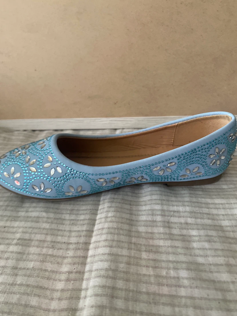 Light Blue Embellished Ballet Flats - photo 3