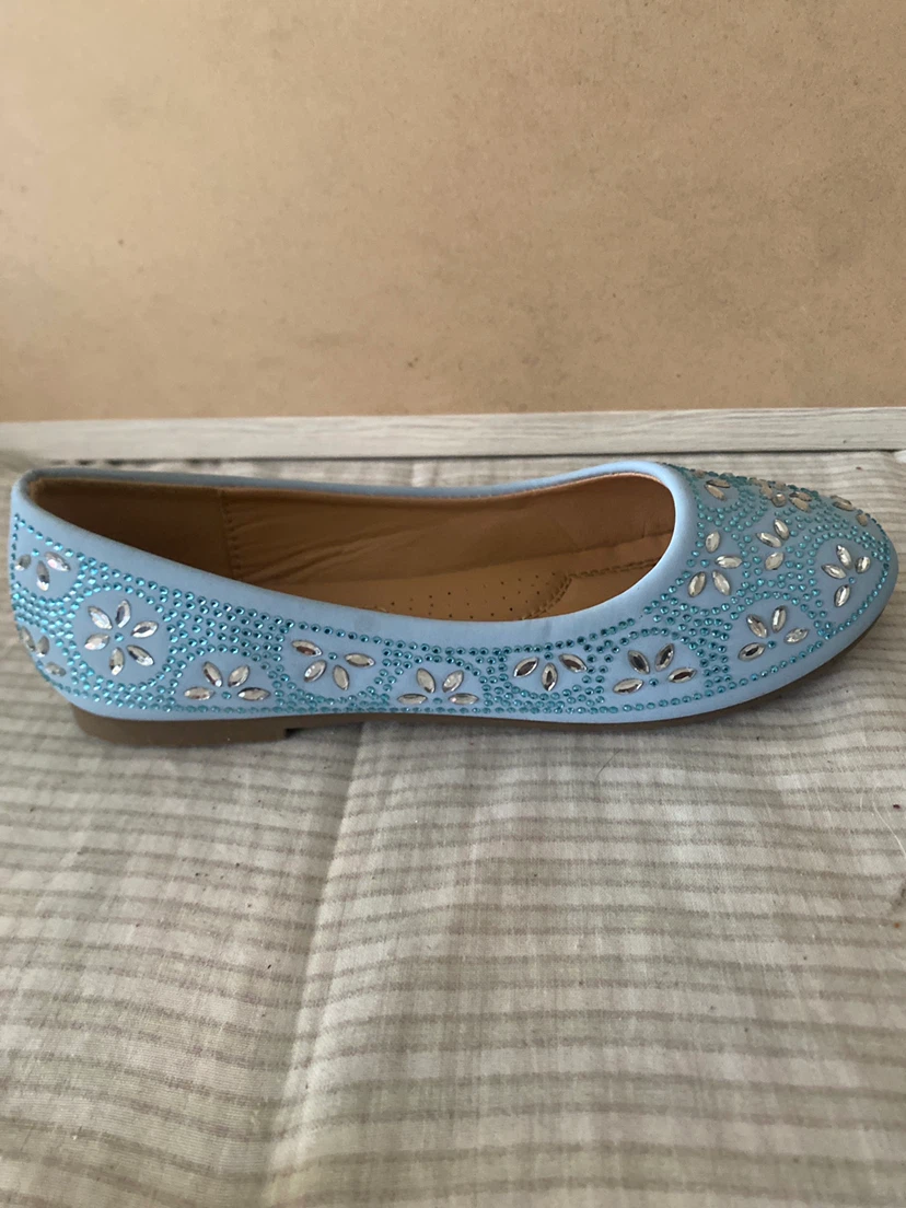 Light Blue Embellished Ballet Flats - photo 4