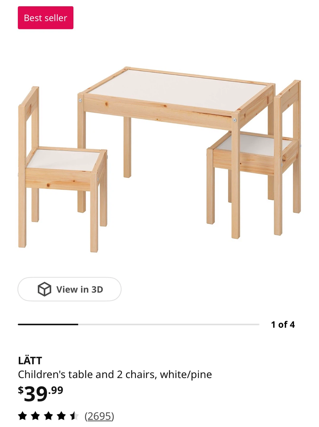 IKEA LÄTT Children's Table and 2 Chairs Set