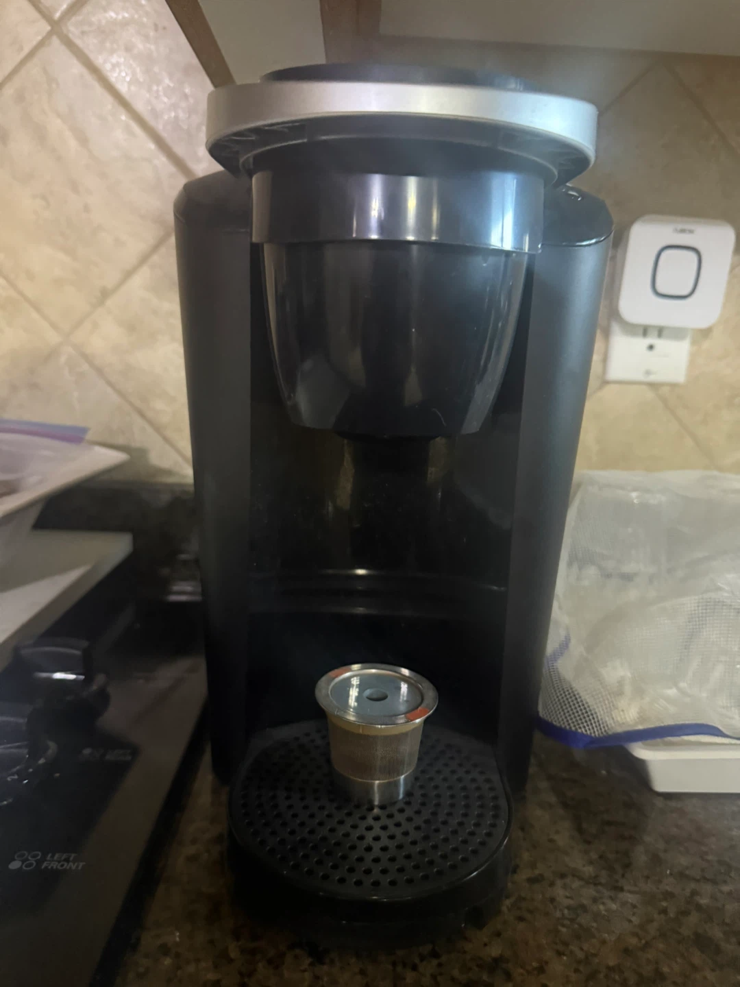 Black Keurig Coffee Maker with Reusable K-Cup Filter