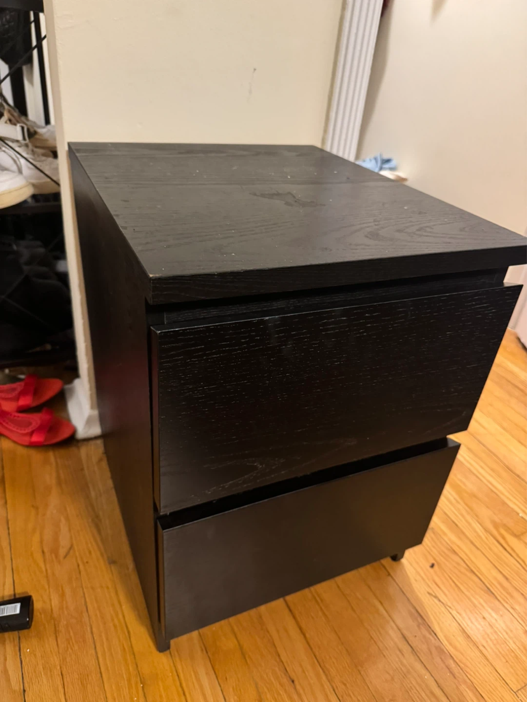 Black 2-Drawer Nightstand
