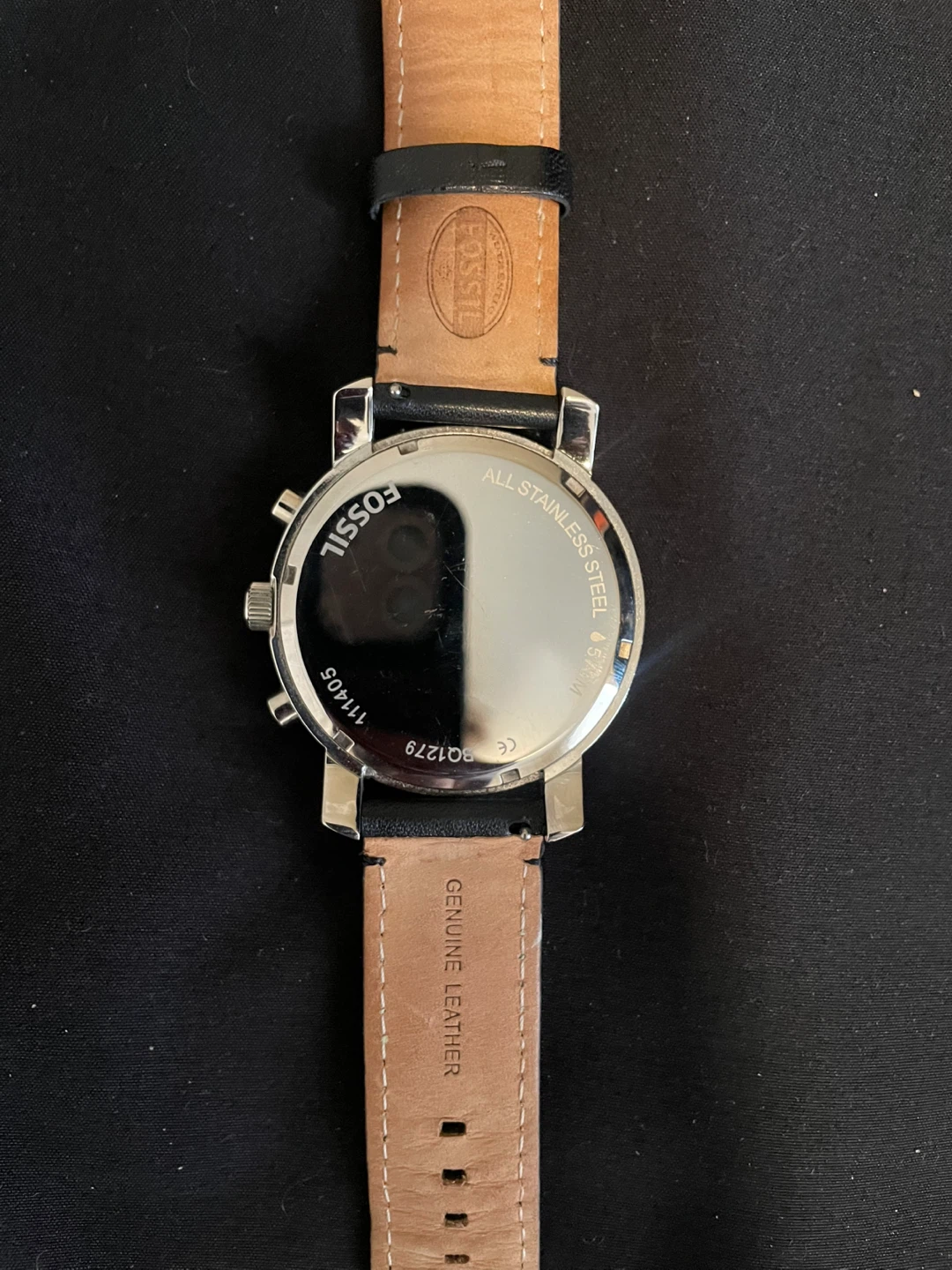 Fossil Chronograph Watch with Black Leather Strap - photo 3