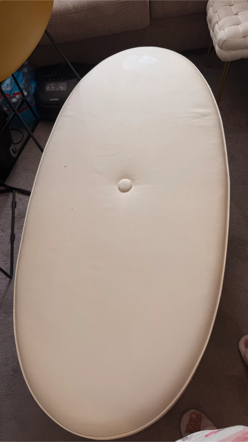 Cream Oval Tufted Ottoman Footstool