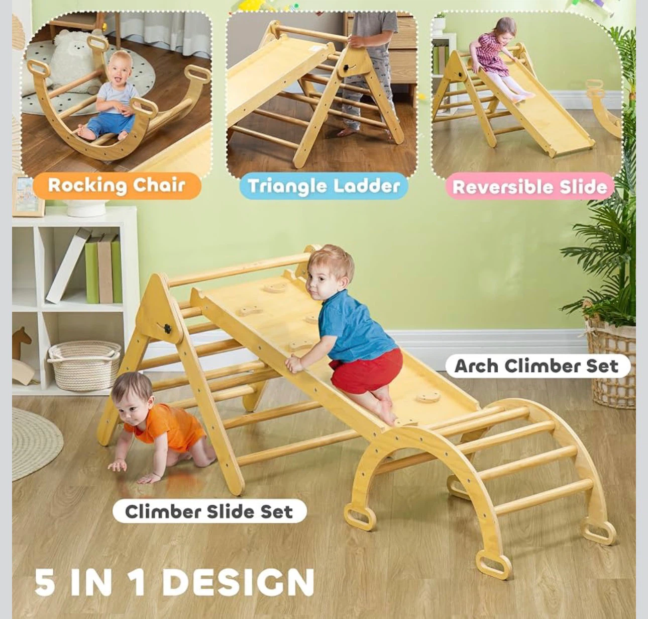 NEW   Triangle Set, 5 in 1 Climbing Toys for Toddlers - photo 3