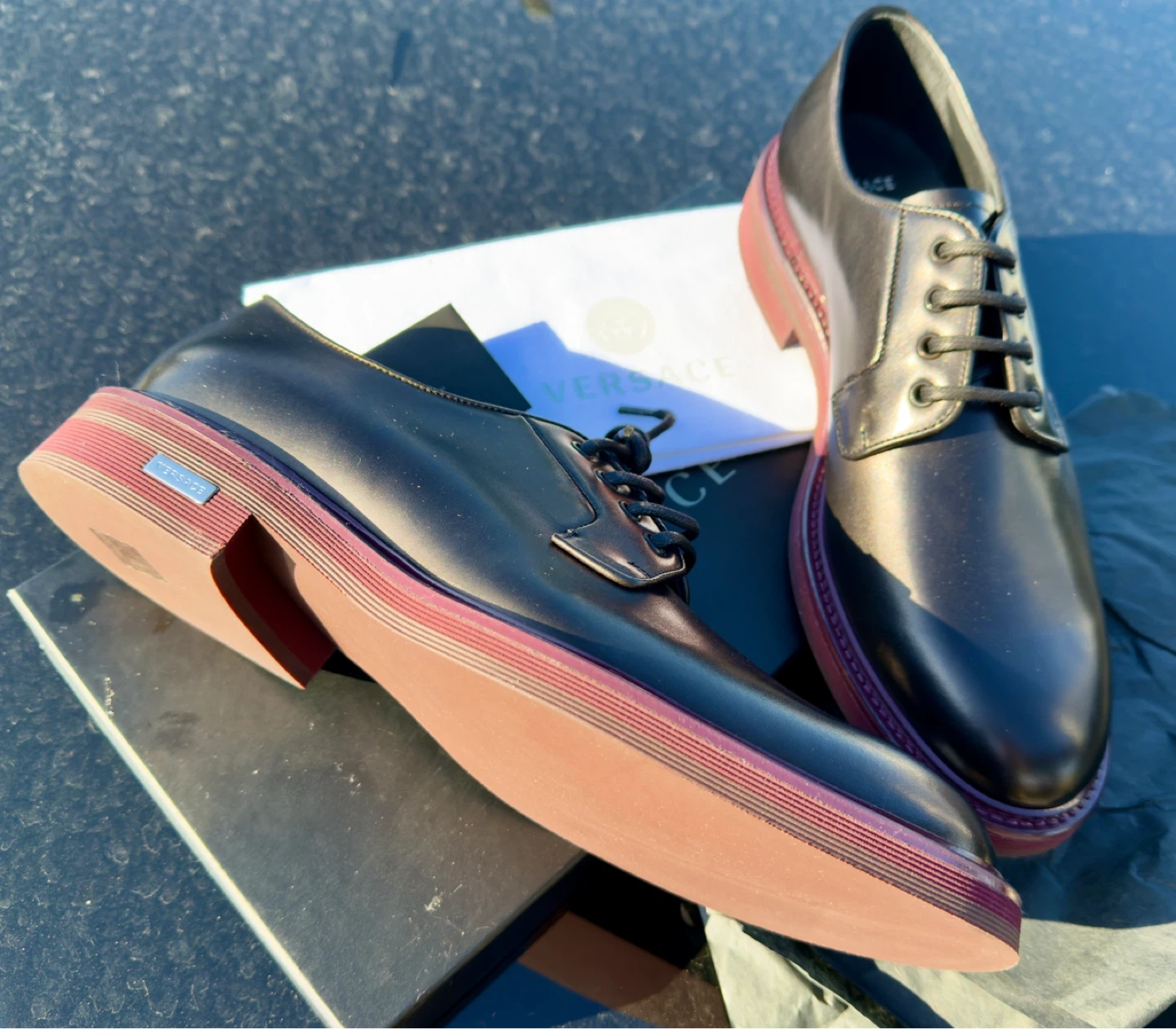 Versace Men's Leather Oxford Dress Shoes - photo 3