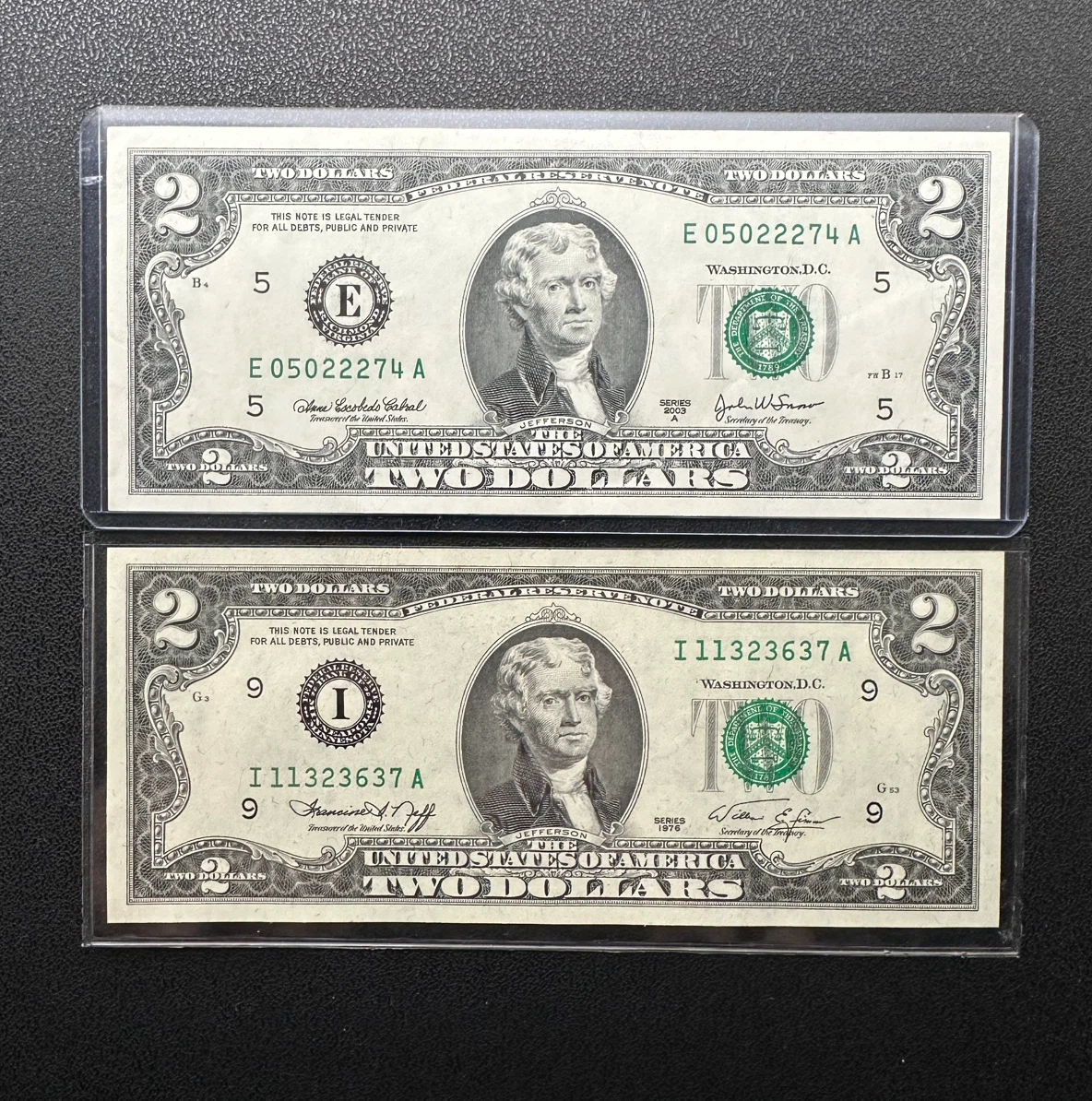 2 American $2 bills