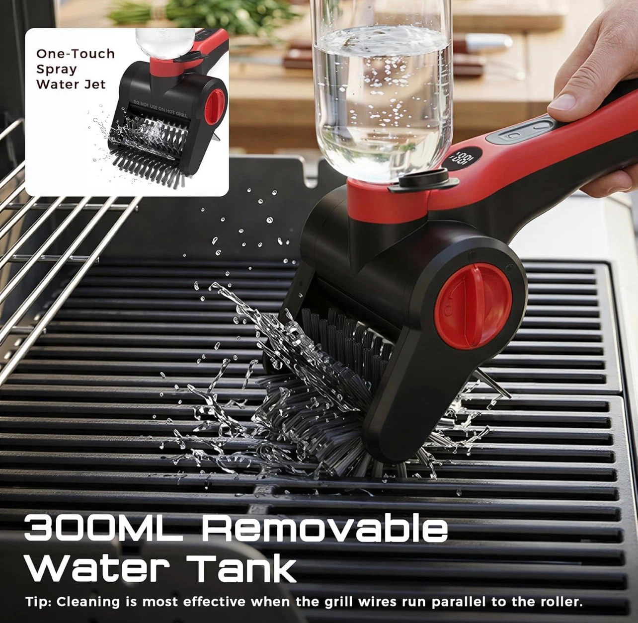 Electric Grill Brush with Water Spray & Scraper - photo 5
