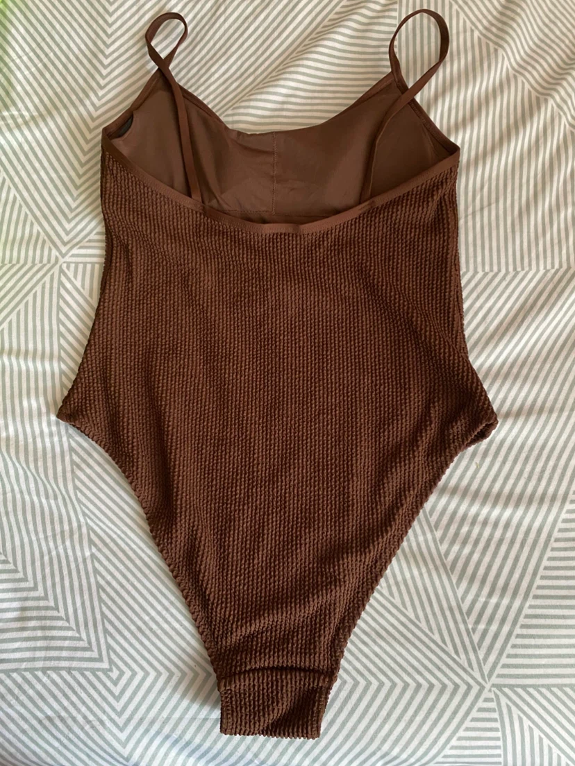 Brown Textured One-Piece Swimsuit - photo 2