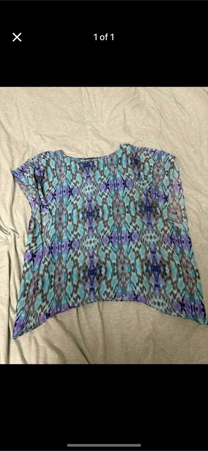 Jones & Co charming, blue top (size 6p women’s)