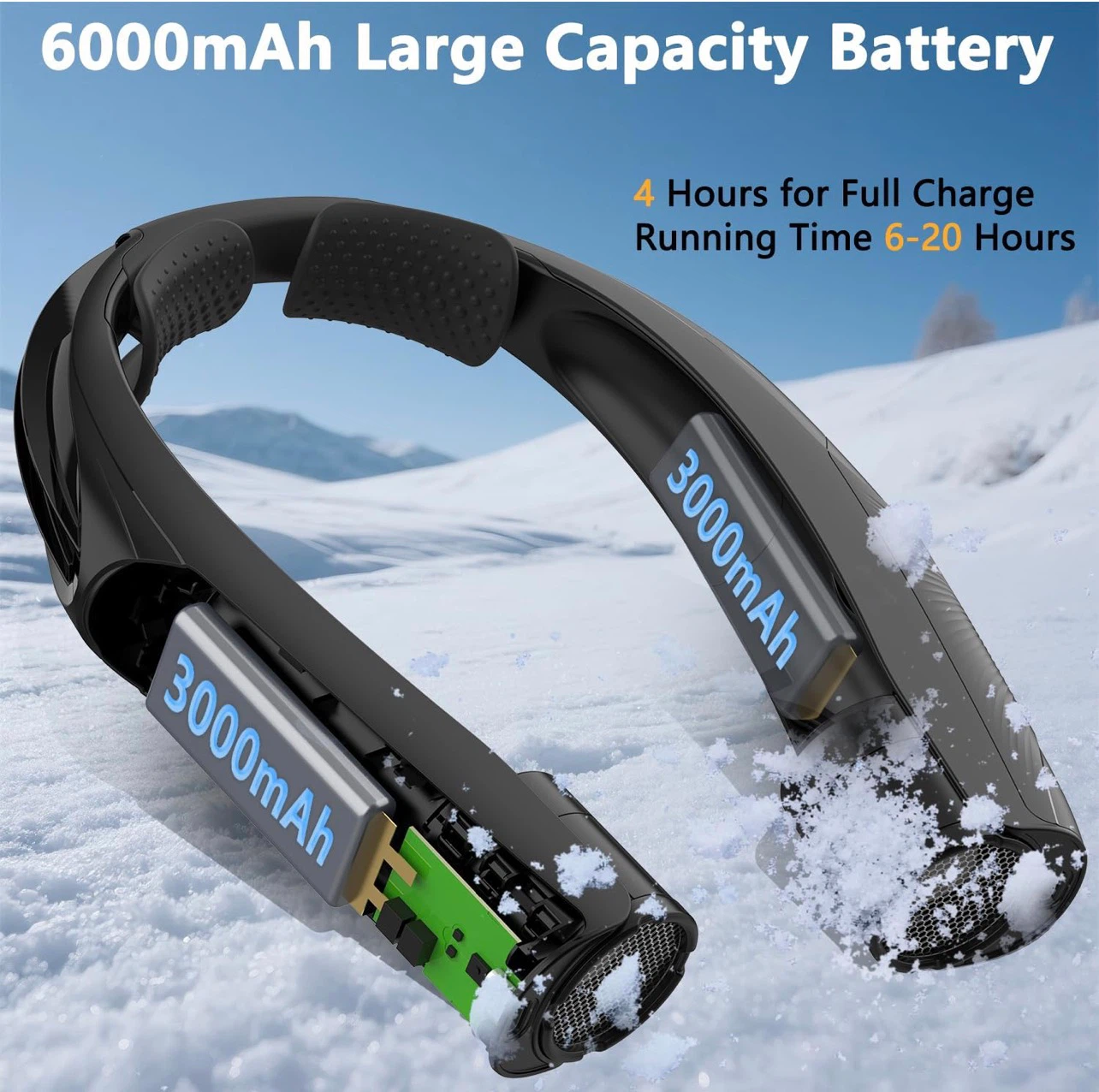 Black Neck Fan - 6000mAh Large Capacity Battery - photo 3