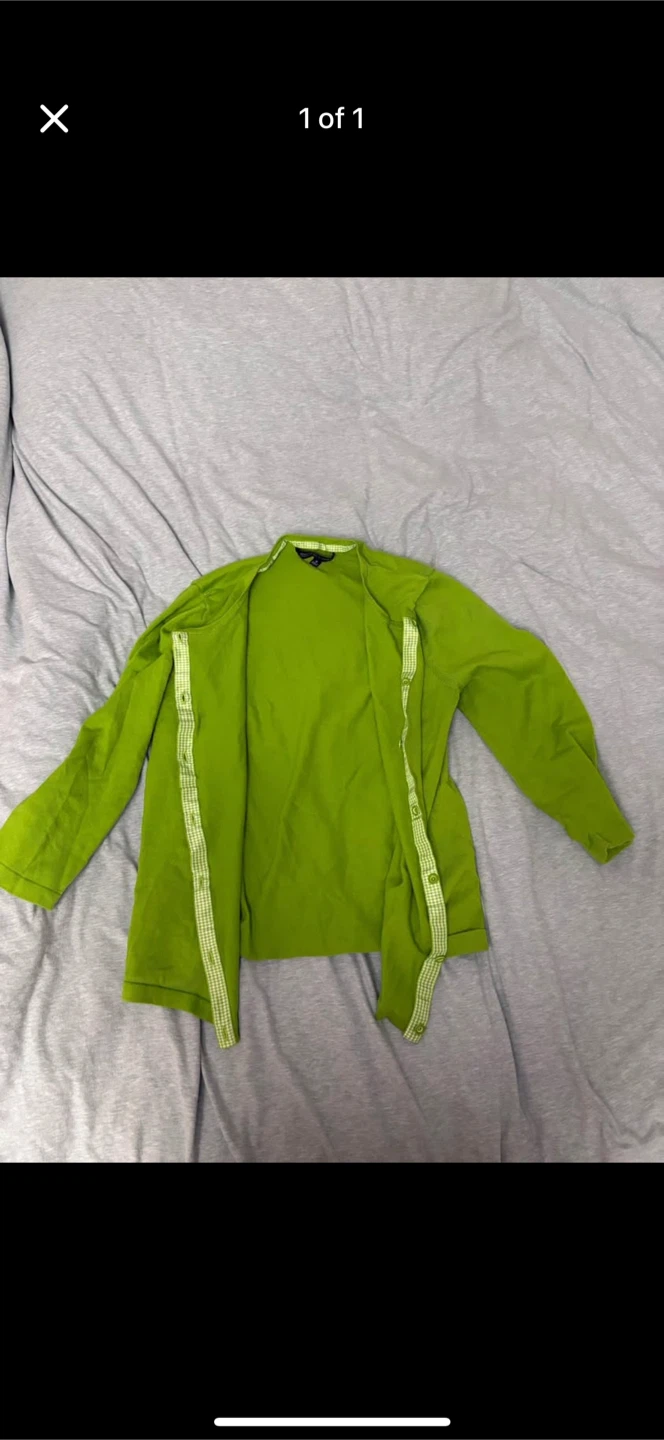 Honestly NewYork signature green cardigan (size M women’s)