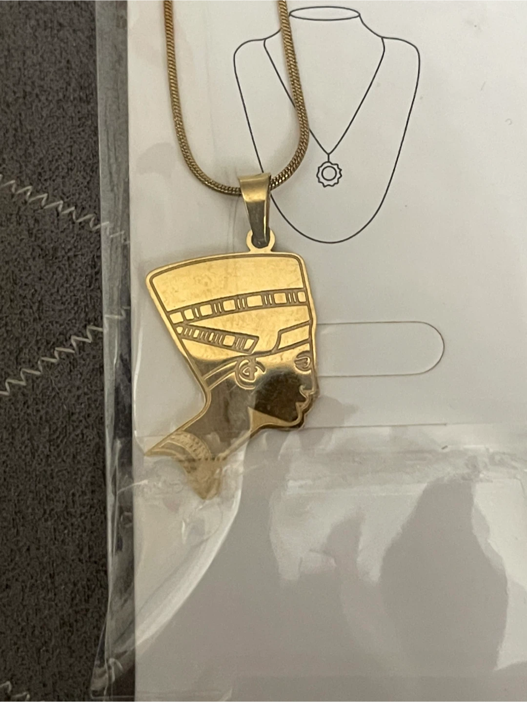 Nefertiti Pendant stainless Necklace & Ring Set