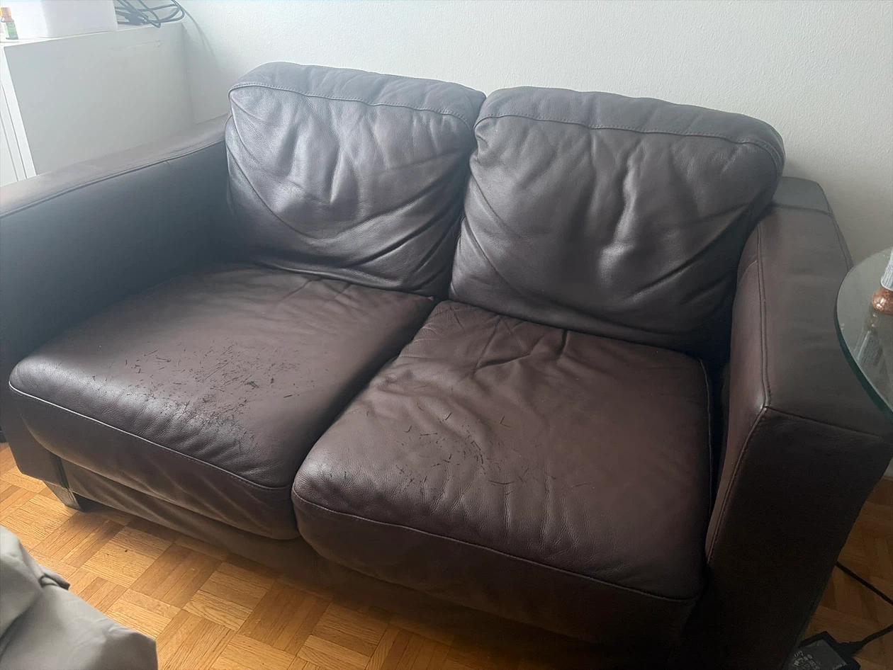 Brown Leather Loveseat Sofa