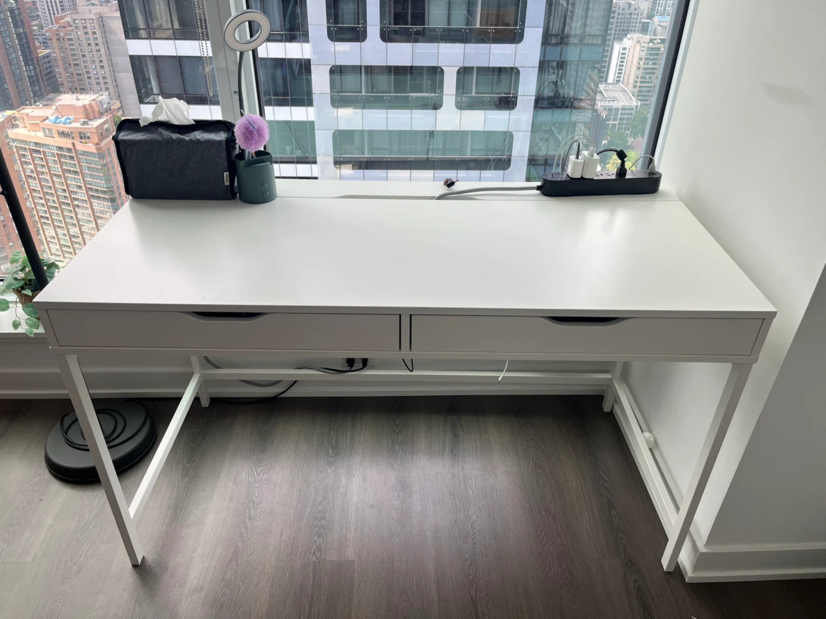 White IKEA ALEX Desk with Drawers