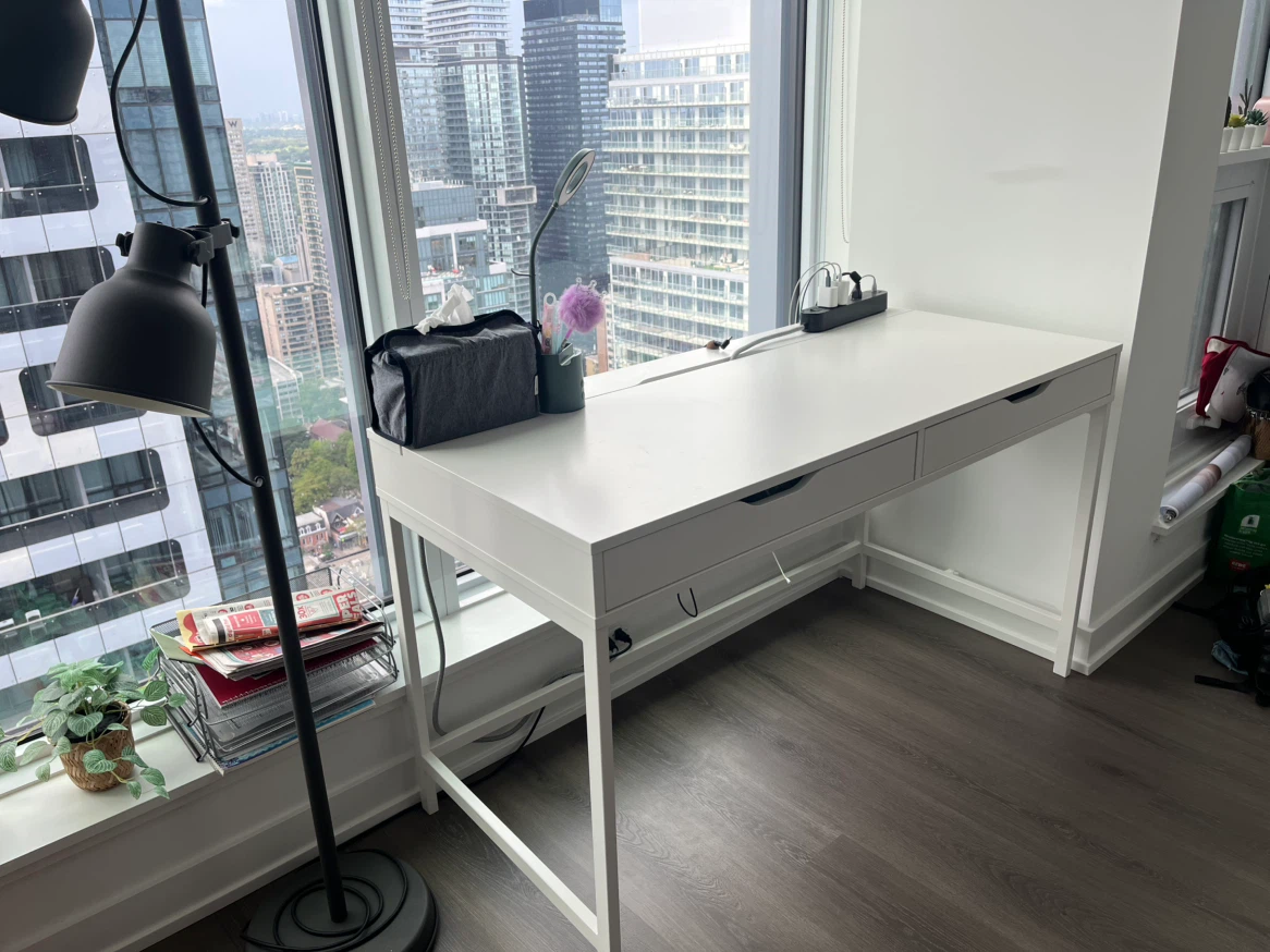 White IKEA ALEX Desk with Drawers - photo 2