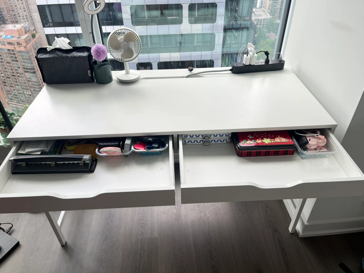 White IKEA ALEX Desk with Drawers - photo 3