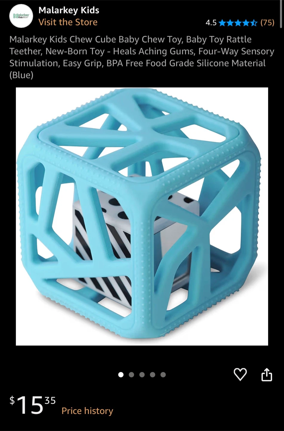 Malarkey Kids Chew Cube Baby Toy - Blue - photo 2