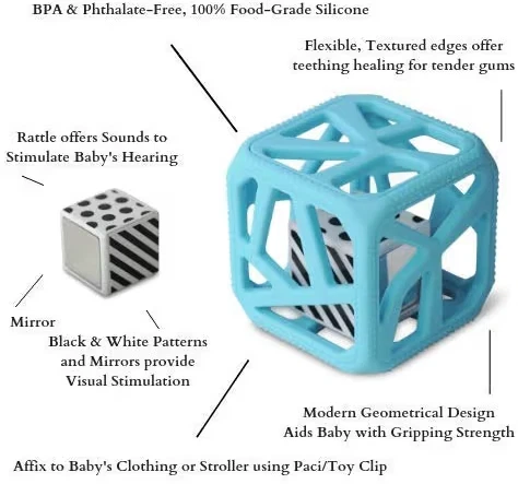 Malarkey Kids Chew Cube Baby Toy - Blue - photo 4