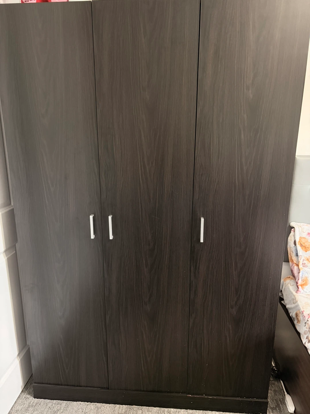 Dark Wood Finish 3-Door Wardrobe