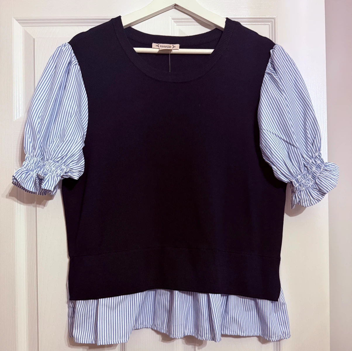 Nanette Lepore Womens Short Sleeve Stripe 2Fer Top - photo 3