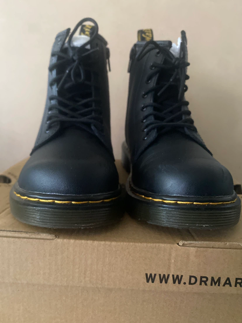 Dr. Martens Black Leather Boots with Side Zip