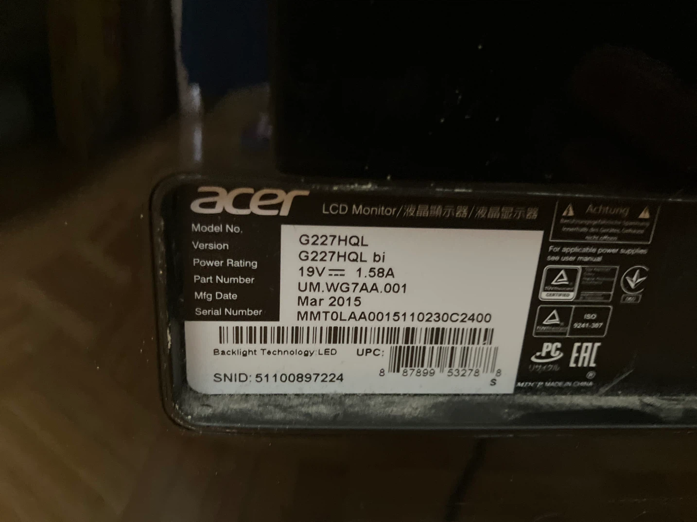 Acer G227HQL bi LCD Monitor - photo 4