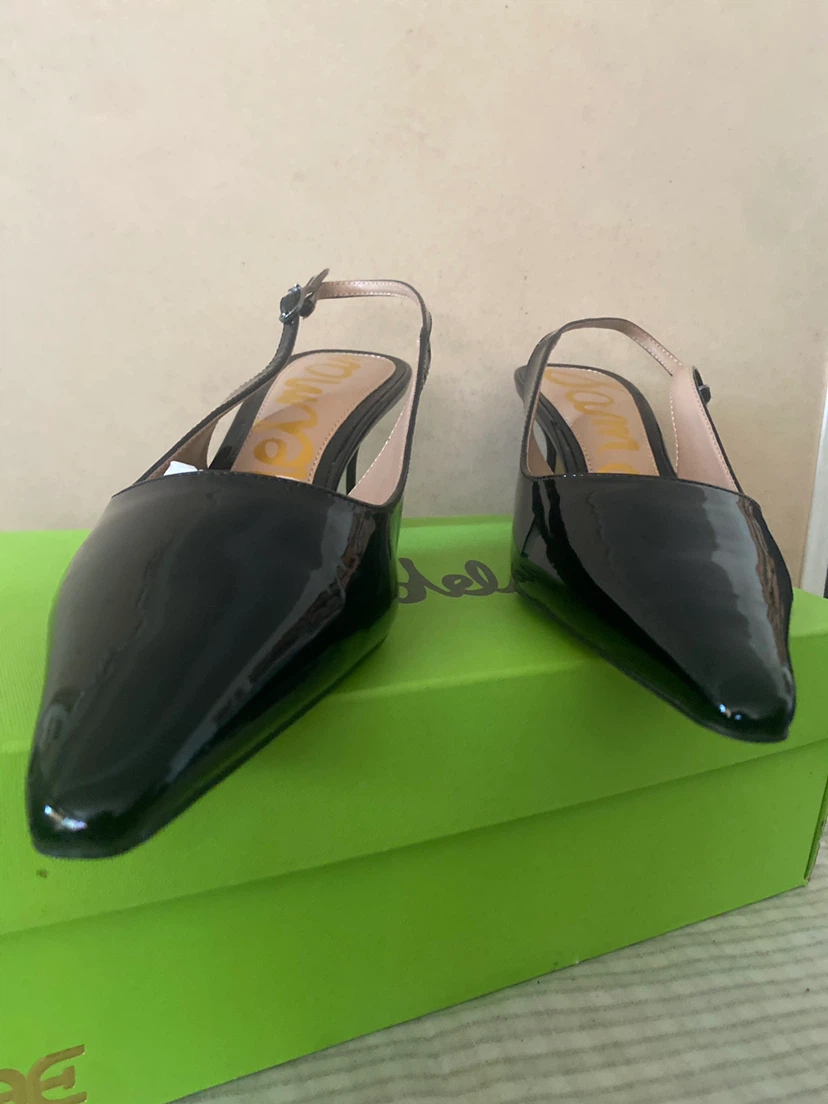 Sam Edelman Black Patent Slingback Heels