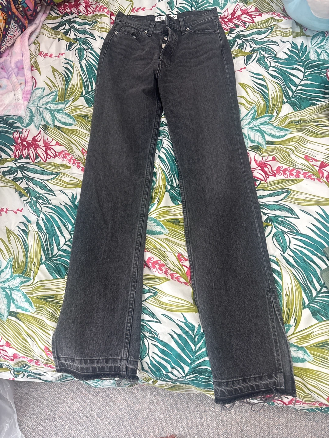 B3 DENIM Charcoal Grey Wide Leg Jeans