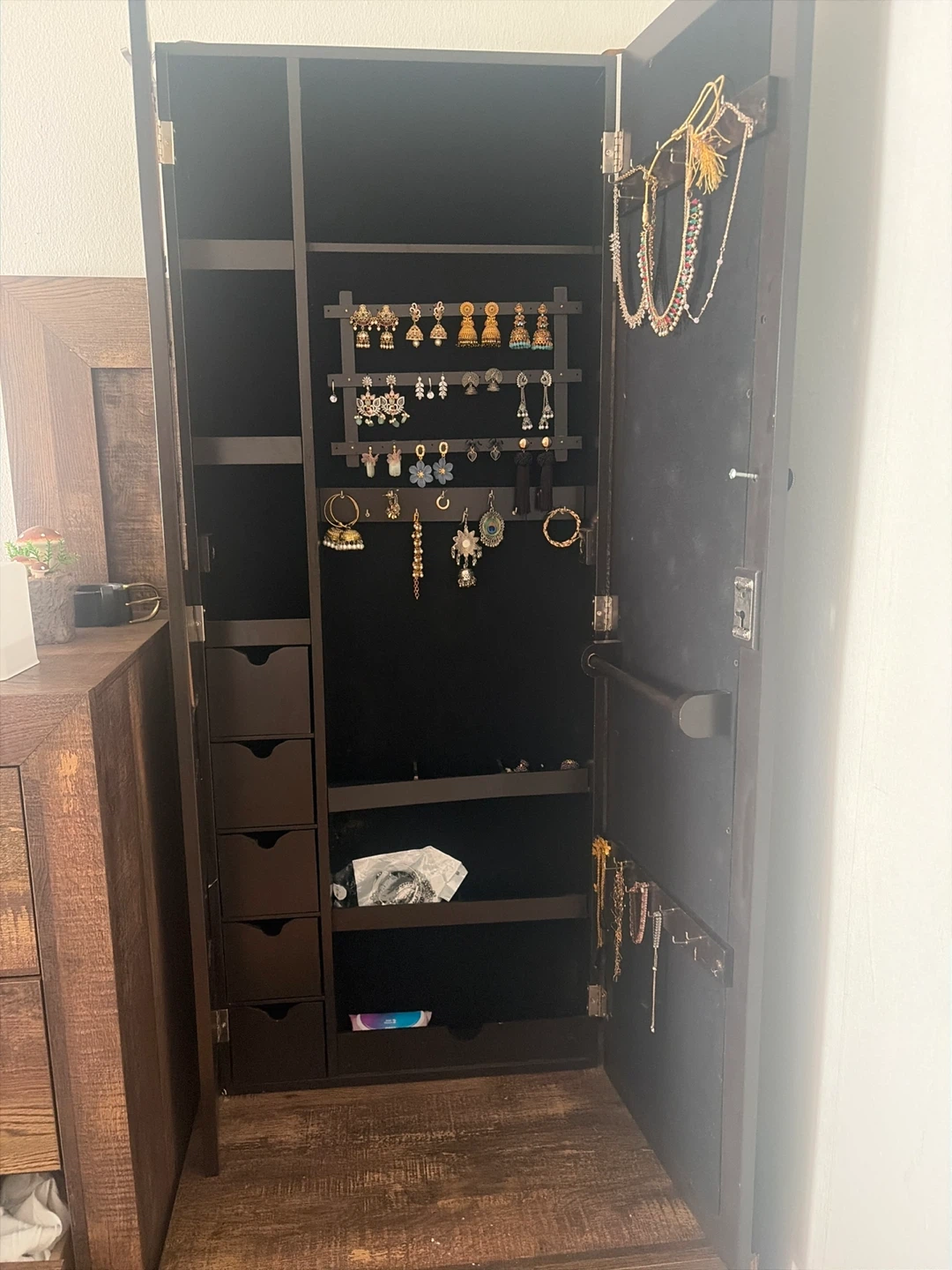 Black Jewelry Armoire with Mirror - photo 2