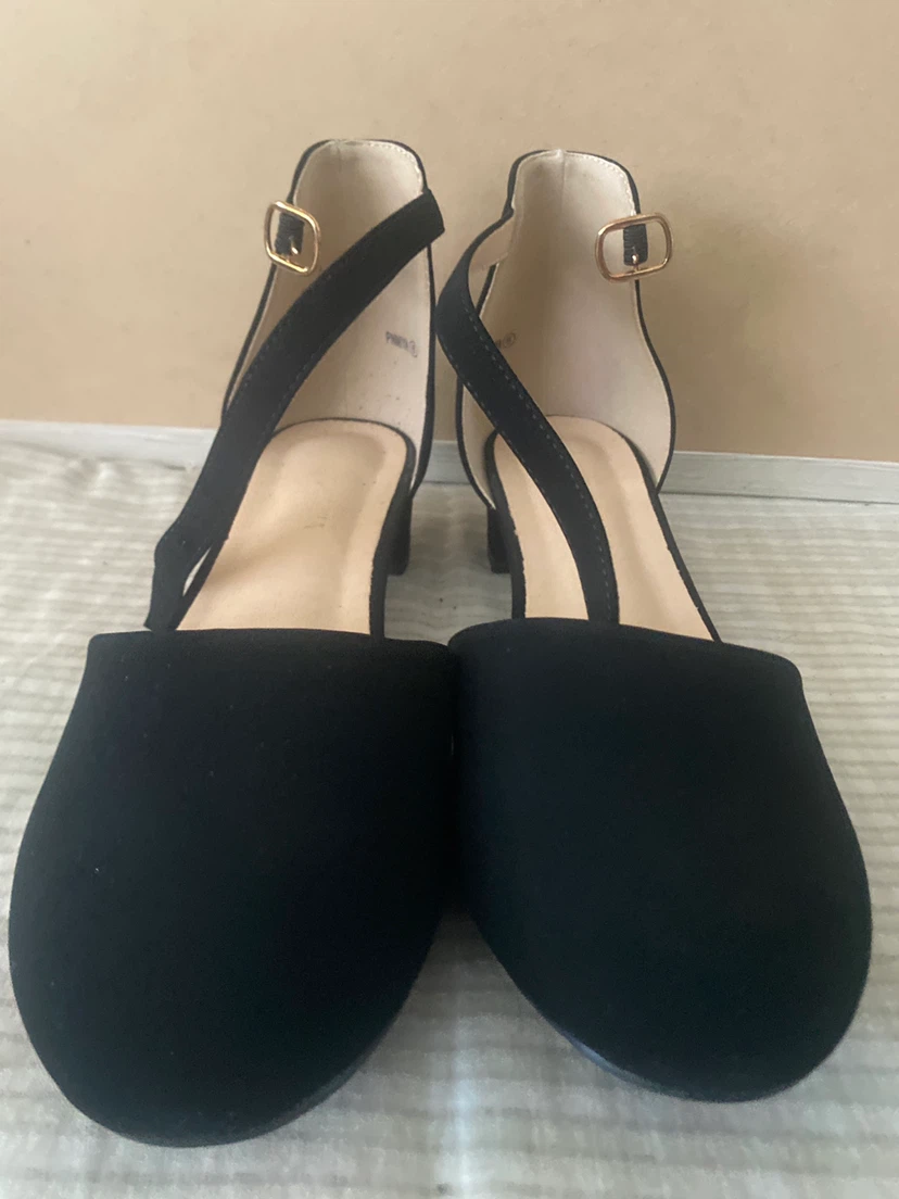 Black Suede Ankle Strap Flats
