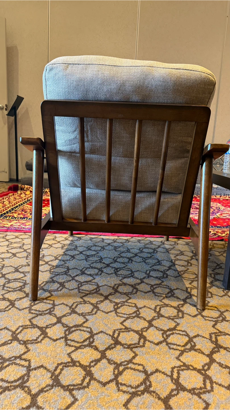 Grey Armchair with Wooden Frame