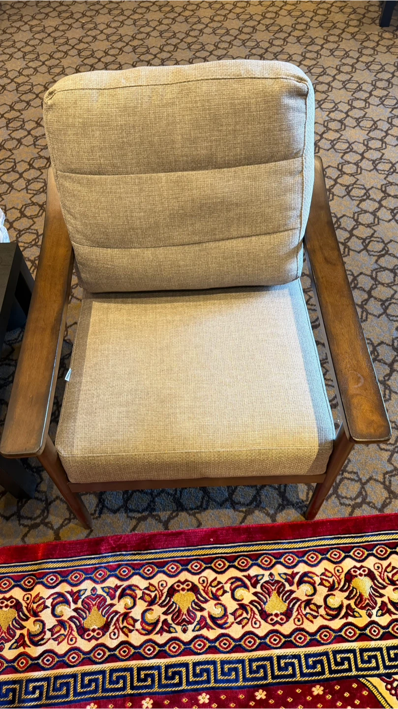 Grey Armchair with Wooden Frame - photo 2